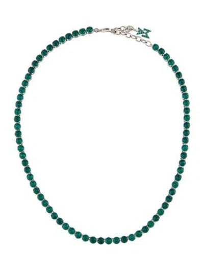 Pre-owned Amina Muaddi Crystal Tennis Choker Necklace, 15.75" In Multicolor