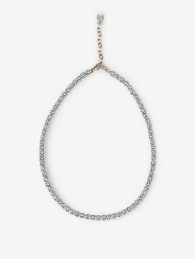 Amina Muaddi Crystal Tennis Necklace In Metallic