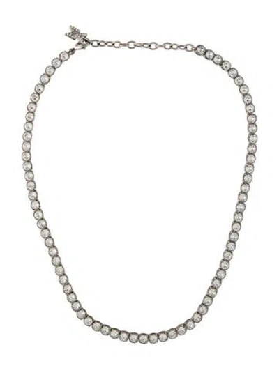 Pre-owned Amina Muaddi Crystal Tennis Necklace, 15.75" In Multicolor