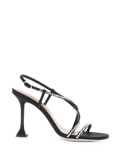 Amina Muaddi Crystal-embellished Silk Sandals In Multi