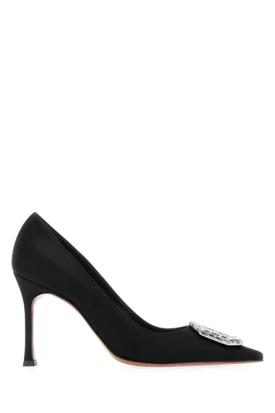 Amina Muaddi Crystal-embellished Velvet Pump In Black