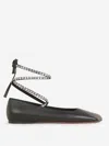 Amina Muaddi Muaddy Black Tokyo Family Ane Nappa Lace Up Flats