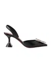 Amina Muaddi Leather Slingback Pumps Featuring Sculptural Heel In Black