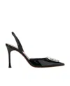 Amina Muaddi Satin Camelia Slingback Pumps 105 In Black