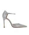Amina Muaddi Pointed Shallow-mouthed High-heeled Shoes In Gray