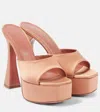 Amina Muaddi Tan Dalida Heeled Sandals In Pink