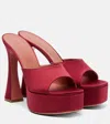 Amina Muaddi Dalida 140 Satin Platform Mules In Red