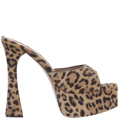 Amina Muaddi Dalida Leopard-print Platform Sandals In Brown