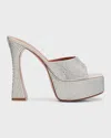 Amina Muaddi Dalida Crystal-embellished Satin Platform Sandals In Silver
