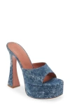 Amina Muaddi Dalida Square-toed High-heeled Sandals In Denim Acid