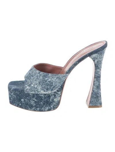 Pre-owned Amina Muaddi Dalida Denim Sandals In Blue