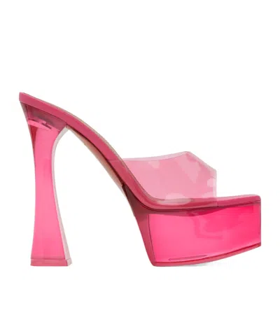 Amina Muaddi Pink Dalida Glass 140 Heeled Sandals In Rose