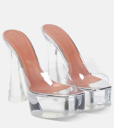 Amina Muaddi Dalida Glass Pvc Platform Mules In Transparent