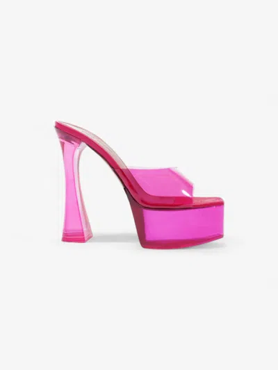 Amina Muaddi Dalida Glass Pvc Platform Mules In Lotus Pink