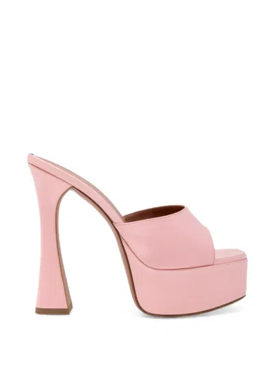 Amina Muaddi Dalida Satin Platform Mules In Pink