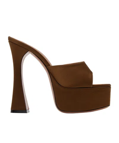 Amina Muaddi Dalida Square-toed High-heeled Sandals In Brown