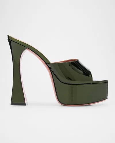 Amina Muaddi Dalida Patent Leather Platform Mules In Black