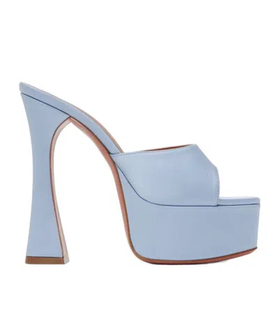 Amina Muaddi Blue Dalida Plateau 140 Heeled Sandals In Frosty Blue