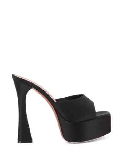 Amina Muaddi Dalida Plateau Slipper 140 Black Satin In Multi