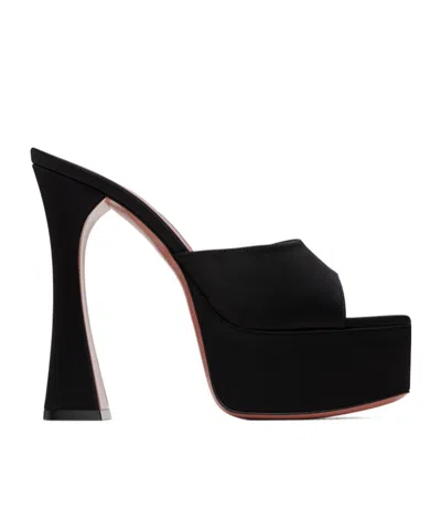 Amina Muaddi Dalida Patent Leather Platform Mules In Black