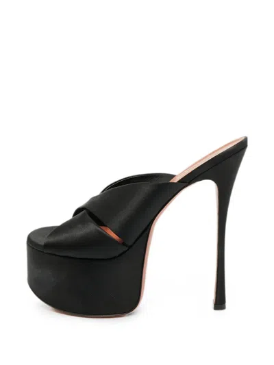 Pre-owned Amina Muaddi Dalida Platform Sandals In Black