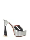 Amina Muaddi Dalida Mirrored-leather Platform Sandals In Silver
