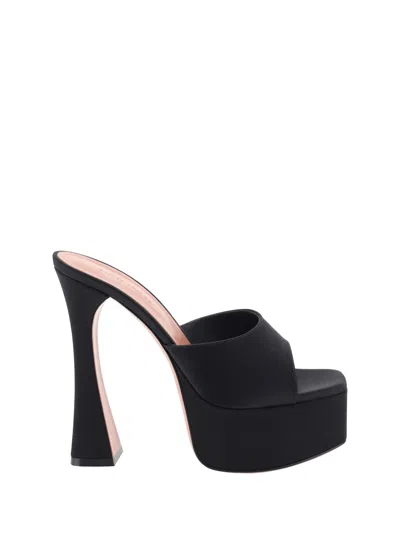 Amina Muaddi Dalida Patent Leather Platform Mules In Black