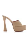 Amina Muaddi Dalida Satin Platform Sandals In Tan