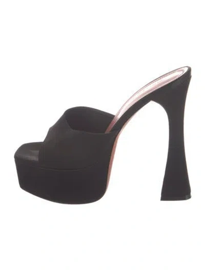 Pre-owned Amina Muaddi Dalida Satin Sandals In Black