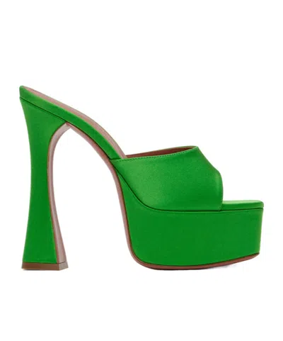 Amina Muaddi Green Dalida Plateau Heeled Sandals In Shamrock