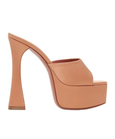 Amina Muaddi Tan Dalida Heeled Sandals In Latte