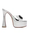 Amina Muaddi Dalida Mirrored-leather Platform Sandals In White