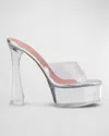 AMINA MUADDI DALIDA TRANSPARENT PLATFORM SLIDE SANDALS