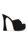 Amina Muaddi Dalida Velvet Platform Sandals In Black