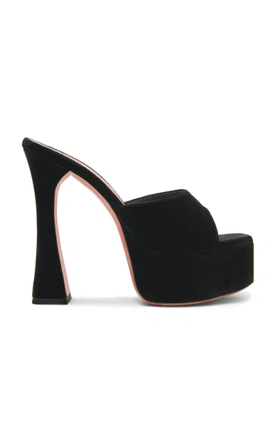 Amina Muaddi Dalida Velvet Platform Sandals In Black