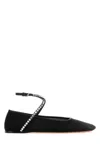 Amina Muaddi Ane Crystal-embellished Mesh Ballerina Shoes In Black