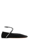 Amina Muaddi Ane Crystal-embellished Mesh Ballerina Shoes In Black