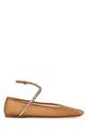 Amina Muaddi Women Orange Mesh Ane Ballerinas In Brown