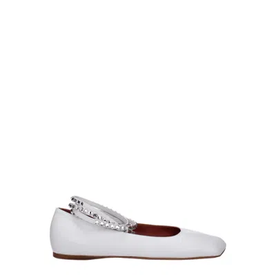 Amina Muaddi Woman Ballet Flats White Size 8 Leather