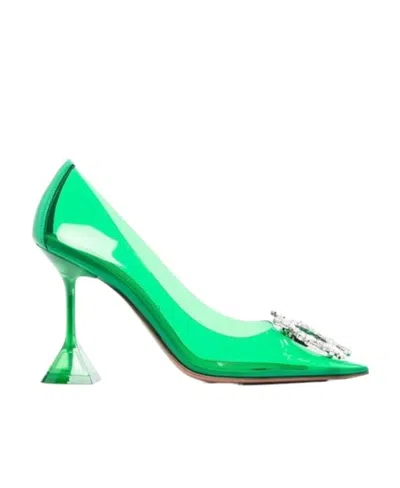 Amina Muaddi Decorated High Heels In Green