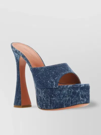 Amina Muaddi Denim Acid Platform Sandals In Blue