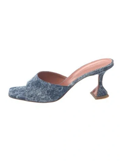 Pre-owned Amina Muaddi Denim Tie-dye Print Sandals In Blue
