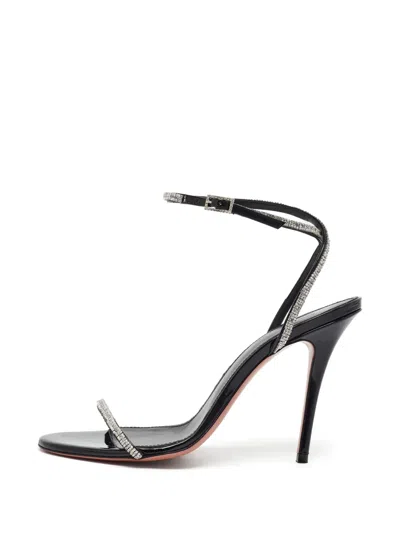 Pre-owned Amina Muaddi Diamante Crystal-embellished Sandals In Black