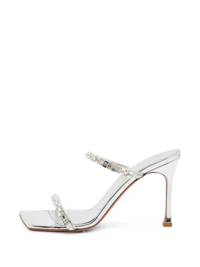 Pre-owned Amina Muaddi Diana Crystal-embellished Sandals In Silver