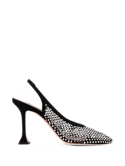 Amina Muaddi Dolly Crystal-embellished Net Pumps In Multi