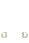 Amina Muaddi Jah Hoop Small White And Gold Crystal Earrings In Gold