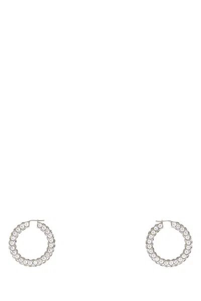Amina Muaddi Embellished Metal Big Jaheel Earrings In Whicrysilbase