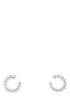 Amina Muaddi Silver Embellished Studded Earrings In Silver