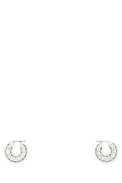Amina Muaddi Silver Embellished Jaheel Earrings