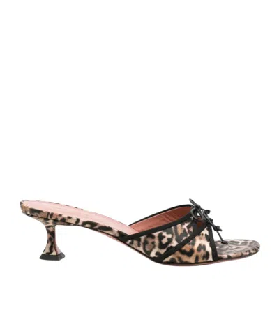 Amina Muaddi Eleonora Leopard Print Lace-up Detail Mules In Multi